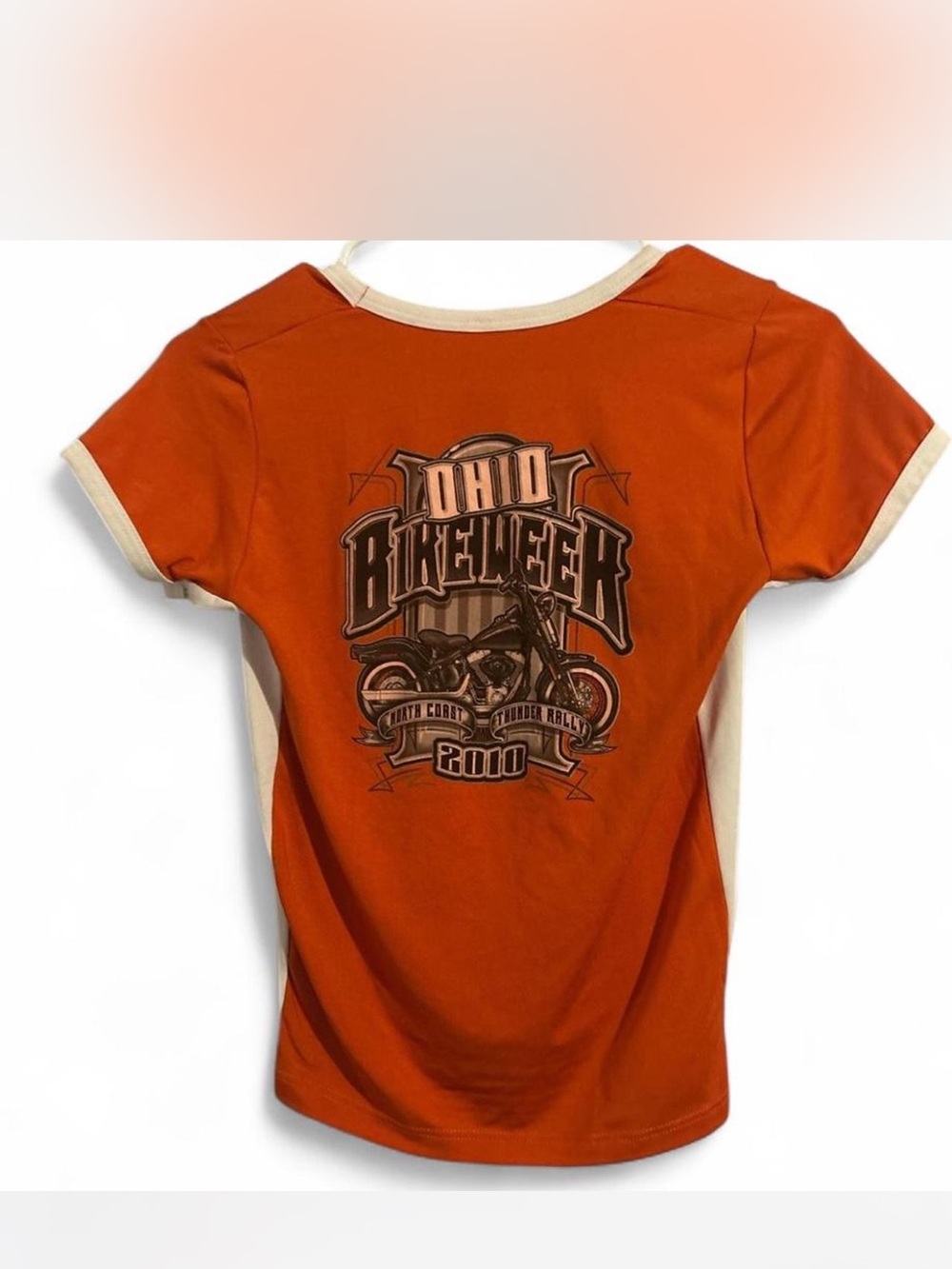 Ohio Biker Graphic Ringer Tee - Orange